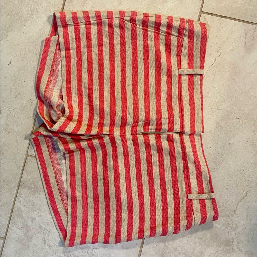 LOFT Coral and Beige Striped Garment